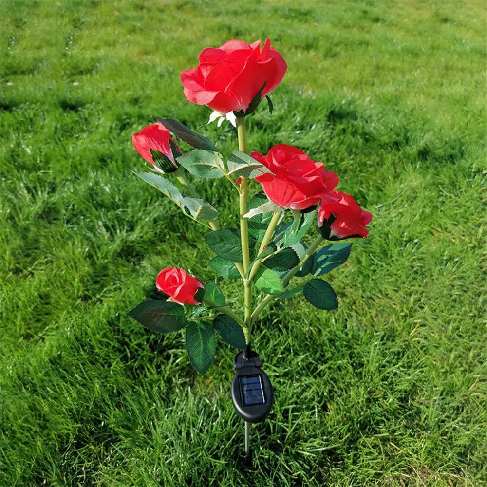 Solar Lights Outdoor Decorative Solar Garden Lights Rose Flower Lawn Lamp for Yard Patio Garden Decor FlowersXJ250606