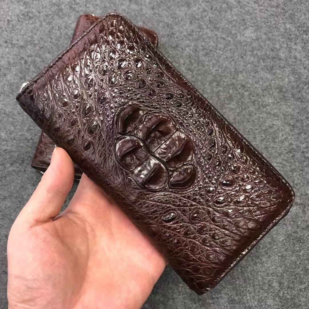 Crocodile leather clutch men's long leather clutch business crocodile leather zipper wallet