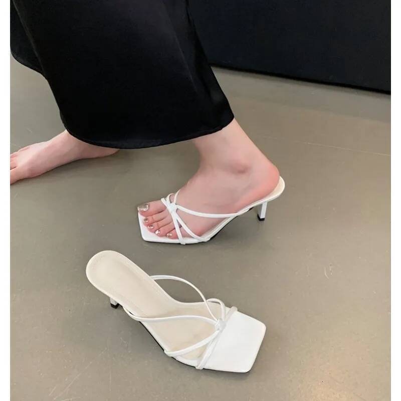 Summer sexy leopard print thin heel sandals suede T-shaped strap open-toe slippers fashion women's shoes large size 42