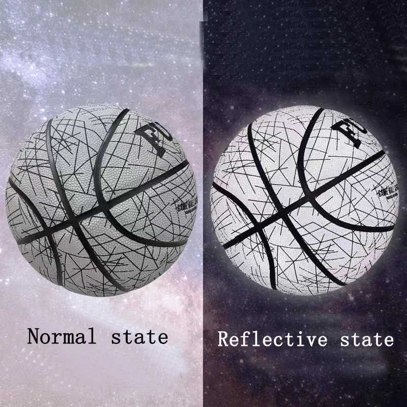 2023 New Luminous Glow Basketball Size 7 Man Holographic Reflection Cool Basketball Street Balls Free Gifts XJ250606