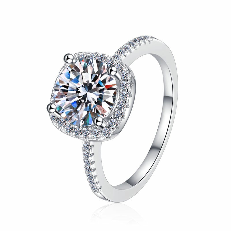 Wholesale Womens Designer Jewelry: Exquisite White Moissanite Diamond Look Squared Ring