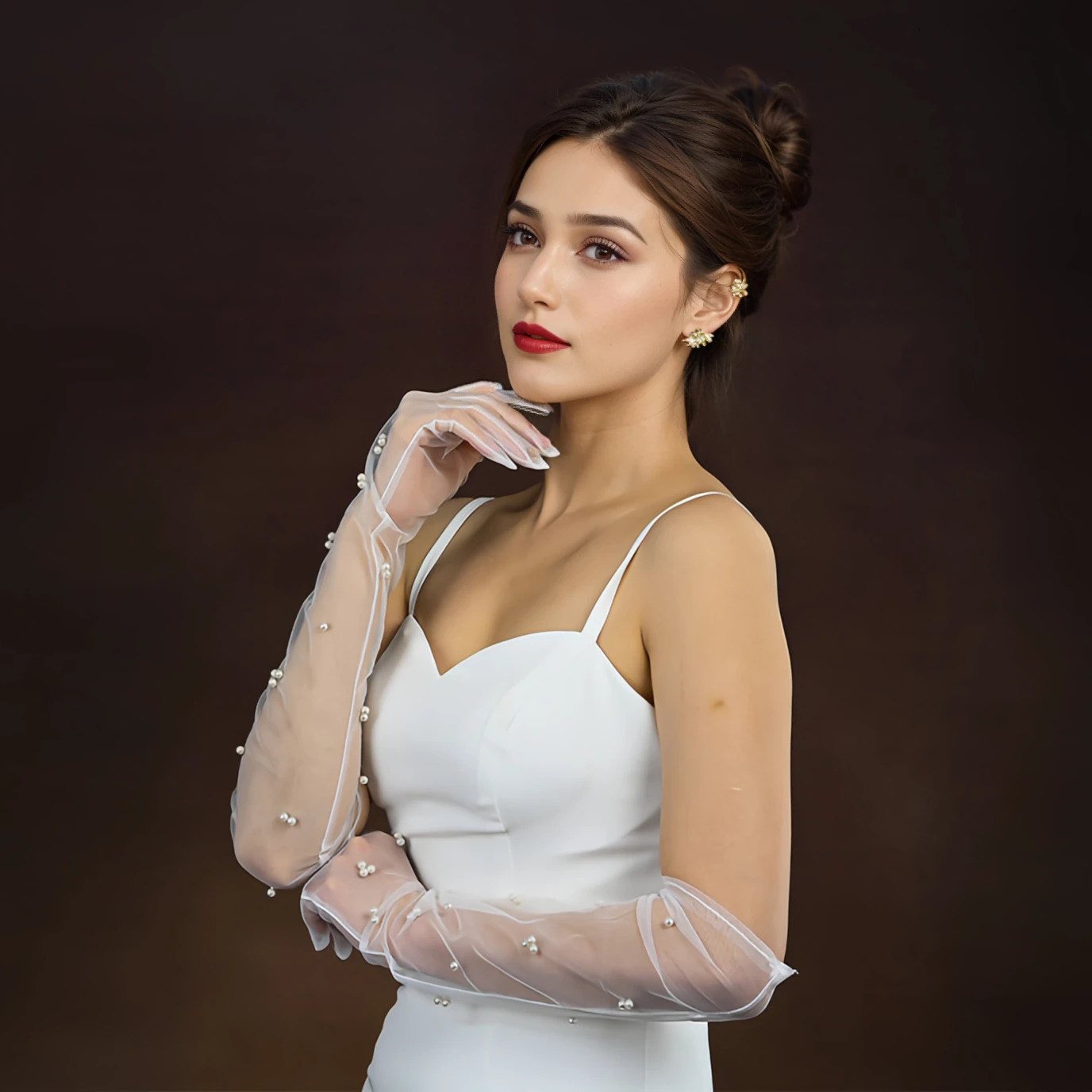 Vintage Transparent Wedding Gloves Pearls Long Elbow Mittens Mesh Arm Cover Party Bridal Dress Accessories Po VPM07 250603