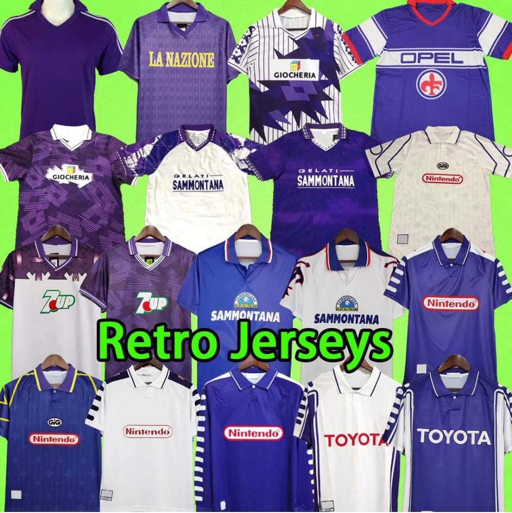 84 85 Retro FIORENTINAS Soccer Jerseys BATISTUTA RUI COSTA Vintage Florence RUI COSTA Football Shirt Camisas de Futeb 89 90 91 92 93 94 95 96 97 98 99 00 1984 1985 1998 1999