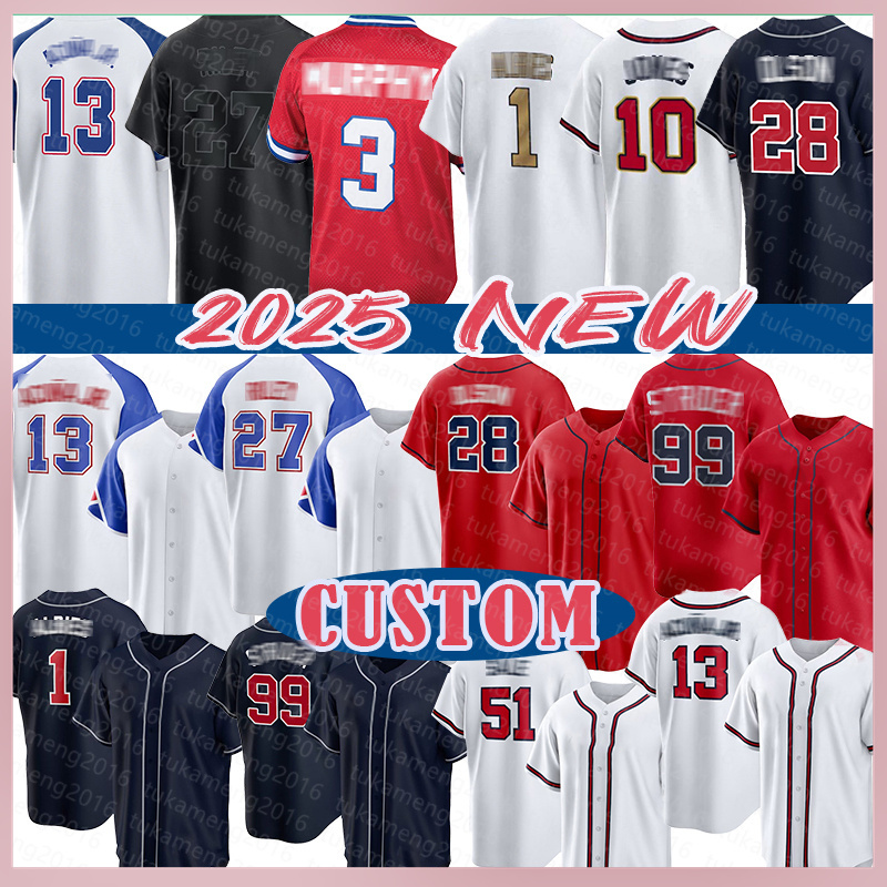 Ronald Acuna Jr. Austin Riley Baseball Jerseys Matt Olson Spencer Strider Ozzie Albies Chris Sale Man Dale Murphy Spencer Schwellenbach Marcell Ozuna Man