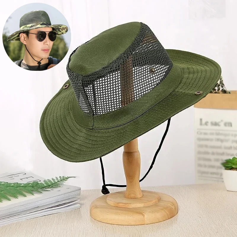 Multiple Styles Outdoor Beach Sun Shade Breathable Bucket Hat Male Summer Fishing Caps Trekking Collapsible Mesh Fisherman Cap 250605