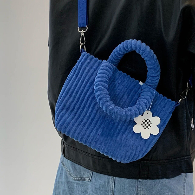 designer Niche Corduroy Bucket Bag 2021 New Autumn Winter Plush Crossbody Small Bag Cute Furry Handbag Tote Bag