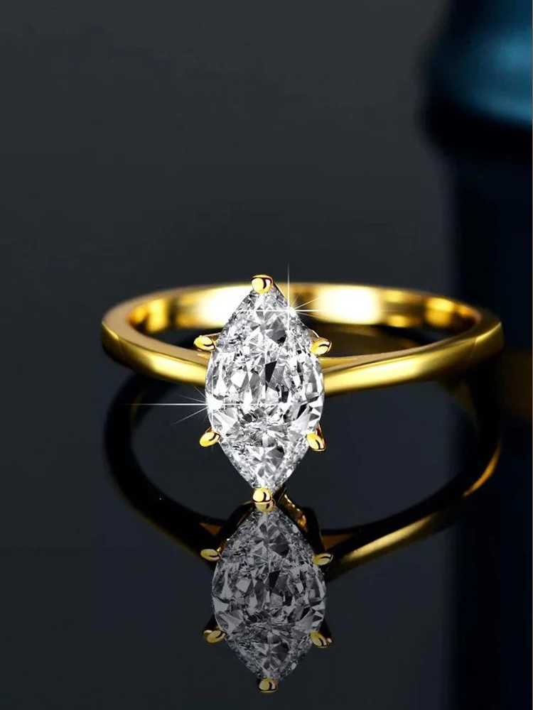 925 Sterling Silver Simple Classic 2 Carats Horse Eye Zircon Ring For Women Engagement Wedding Luxury High Quality Fine Jewelry XJ250606