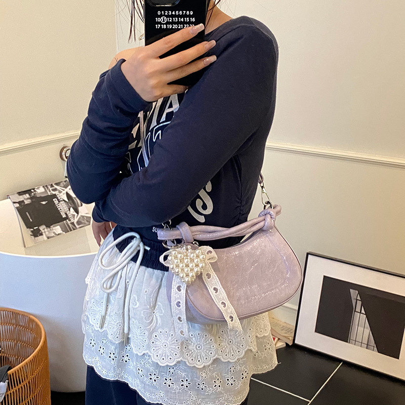 designer Korean Niche Saddle Bag Women's Bag 2025 New Fashion Handbag Underarm Bag Versatile Simple Shoulder Crossbod