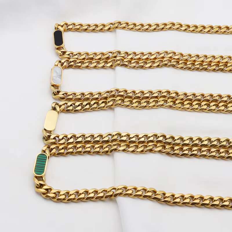 2024 Hot Selling Hip Hop 18K Gold Plate Stainless Steel Chunky Cuban Link Shell Bracelet Necklace