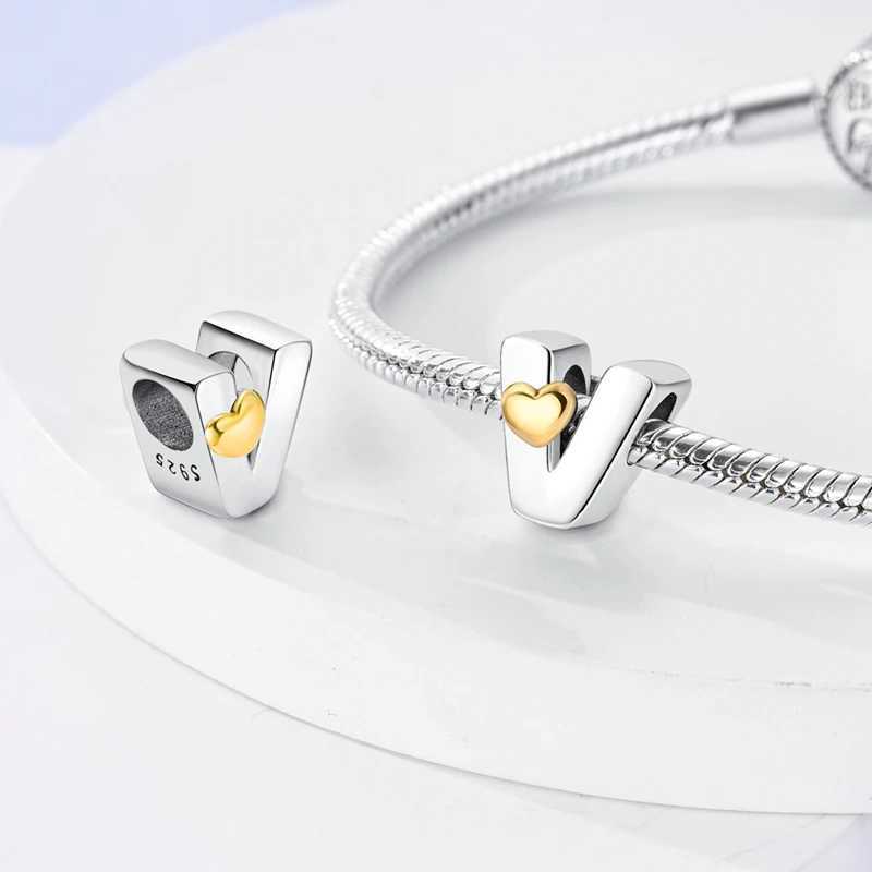 Fit Qikaola 925 Original Bracelets 26 English Letters Series Silvering Charms Beads For DIY Birthday Jewelry Making XJ250607