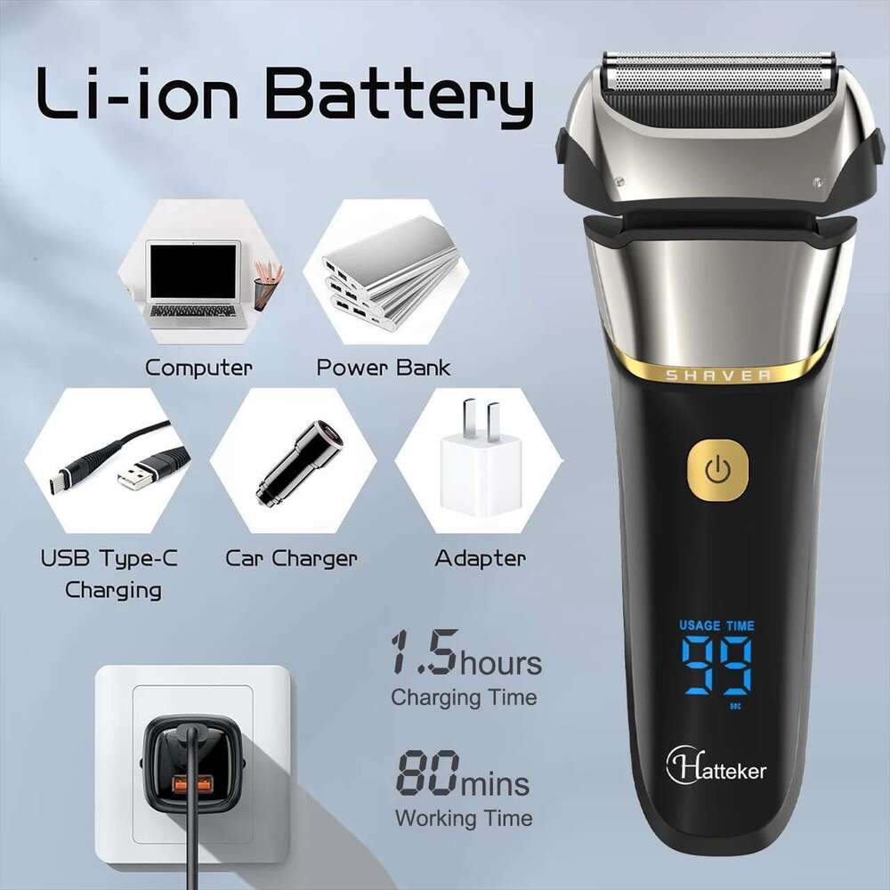 Hatteker Originai Electric Shaver 4D Men Rechargeable Shaving Beard Razor Trimmer Hine For Barber Ht-909