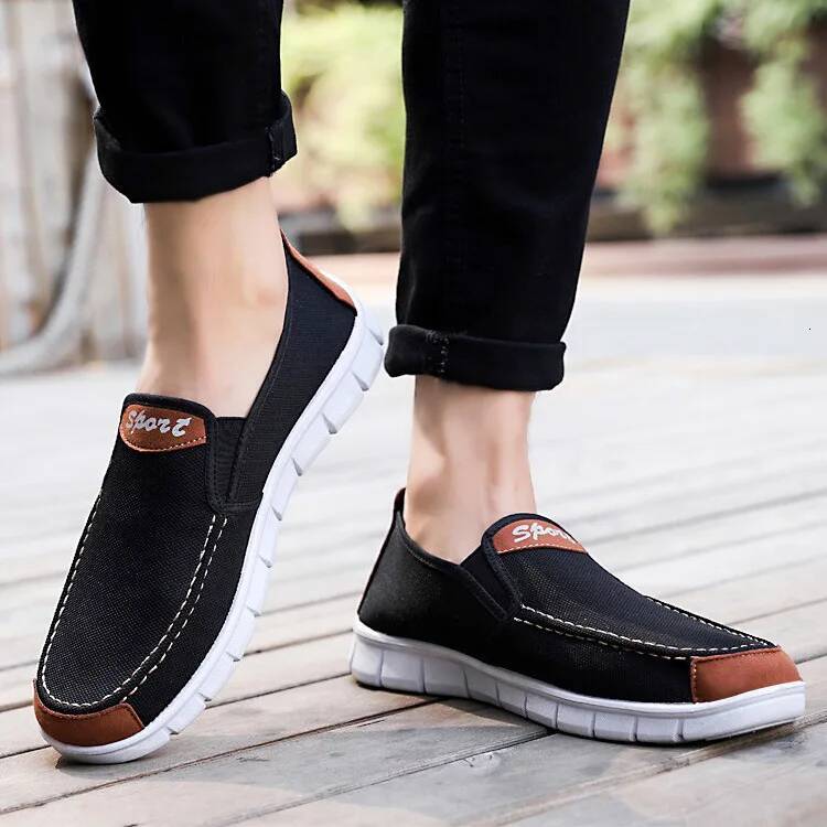 Ddmyoutdoor Shoes New Comfortable Canvas Casual Male Flat Loafers Shoes Men Black Outdoor