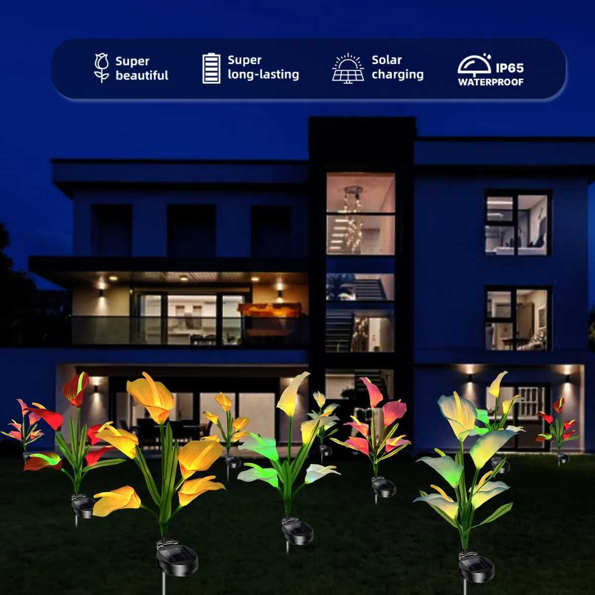 Horseshoe Lotus Solar Garden Light Outdoor IP65 Waterproof Simulated Flower LED Decorative Courtyard Lawn LightXJ250606