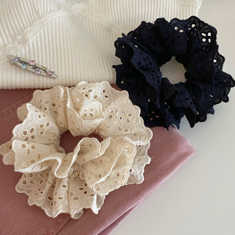 Double Layer Lace Bloom Scrunchie Adjustable Non Slip Hair Coil for Women