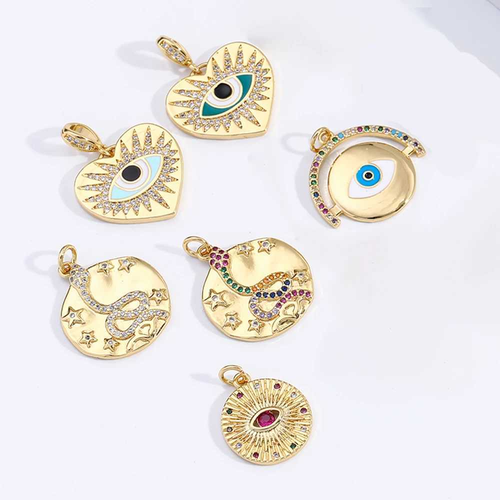 Eye Charm Jewelry Charms for Earrings Necklace Bracelet Making Cute Turkish Evil Blue Eye Designer Pendant Gold Color Snake XJ250607