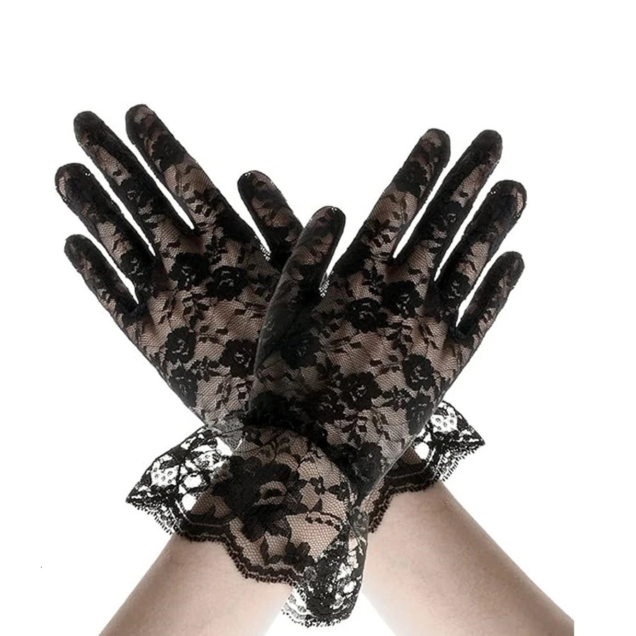 Arrival Black White Red Short Lace Gloves Bride Gloves For Bride Finger Guantes 2025 250603
