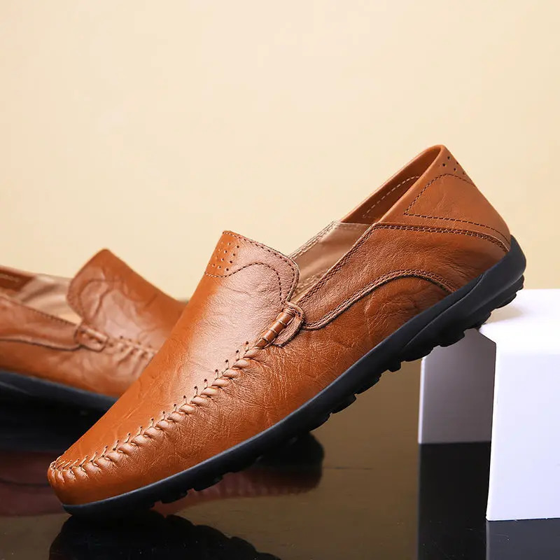 Genuine Leather Men Shoes Casual Formal Mens Loafers Moccasins Italian Breathable Slip on Male Boat Shoes Plus Size 250605