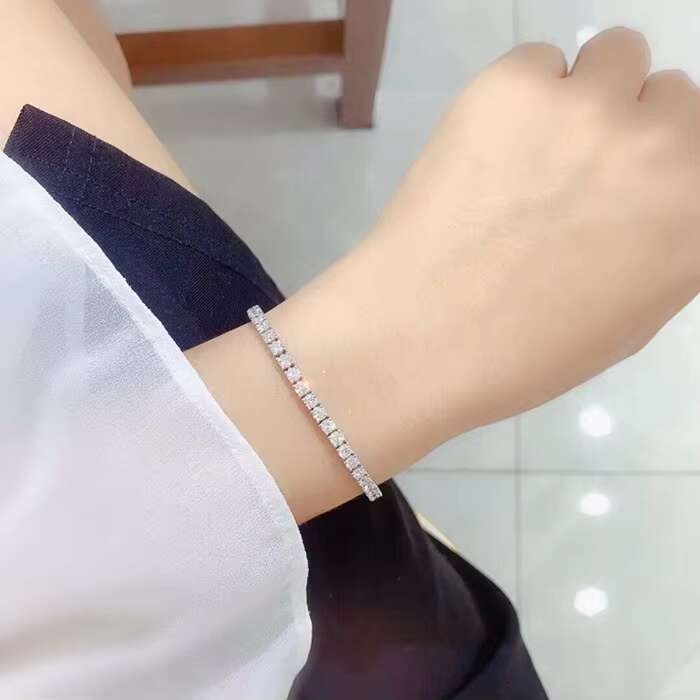 925 Sterling Silver Bracelet With D FL-VVS1 2.5mm to 5mm Moissanite Tennis Bracelets Bangles for Women