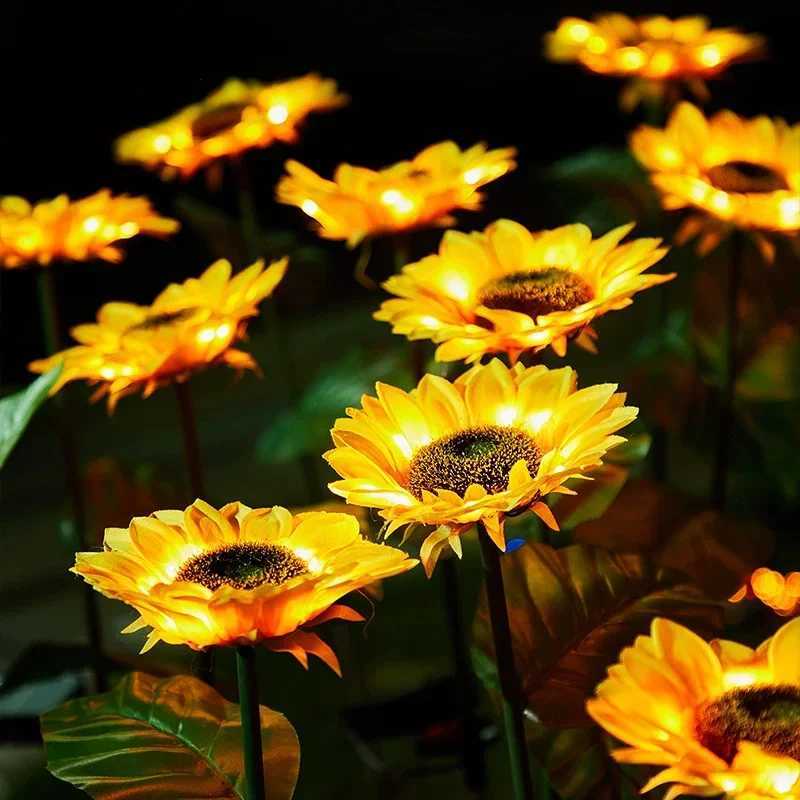 Outdoor Solar Lamp LED Butterfly Sunflower Garden Summer Camping Yard Landscape Ground Lights Wedding Home Party Holiday Decor W250607