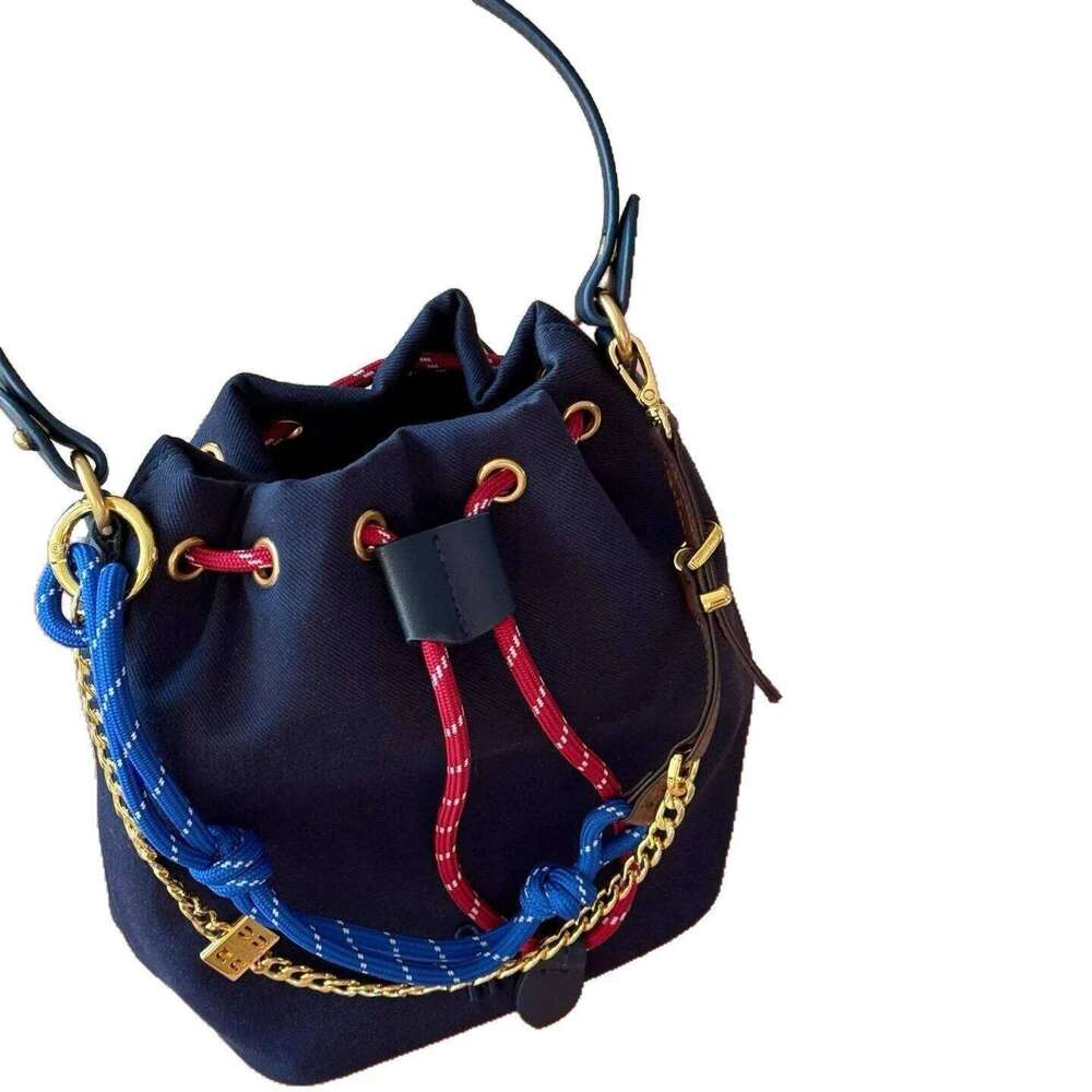 new summer lazy style high-end niche design bucket canvas bag, hand-held single shoulder diagonal cross bag