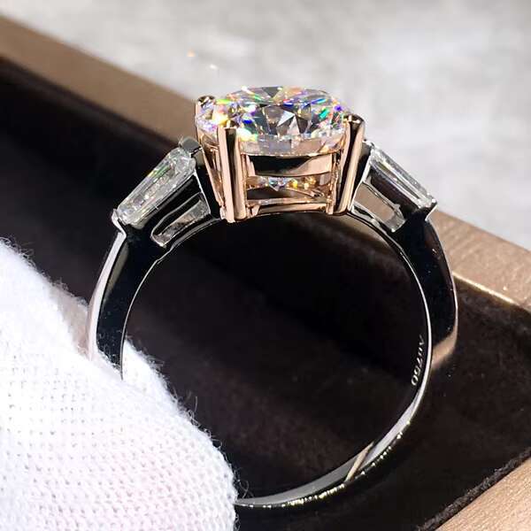 Roomy 9K 14K 18K Rose Red Gold Ring GRA Certificate D VVS1 H A Cut Moissanite Engagement Rings