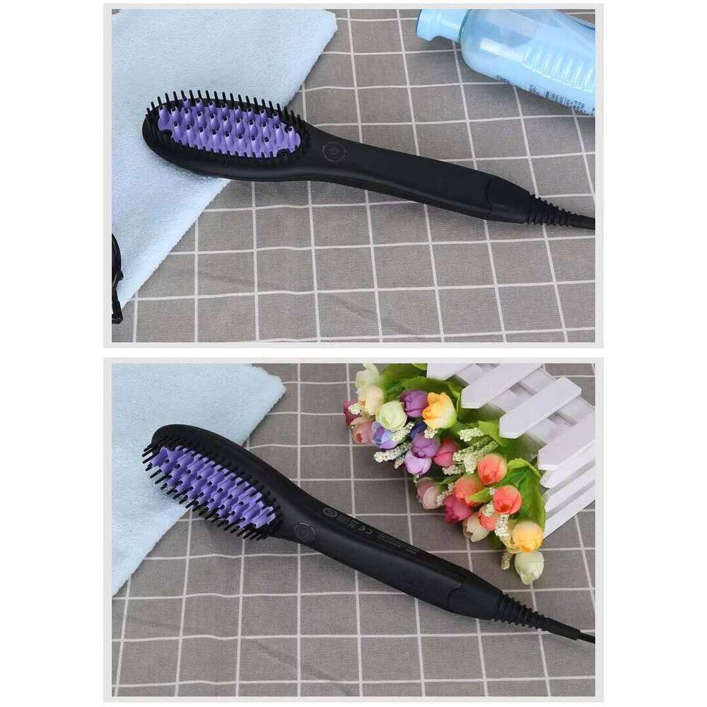 Professional Hair Straightening Brush Black Electric Ceramic Comb Multifunctional Hairbrush Electronic Curler Curling Tool Irons