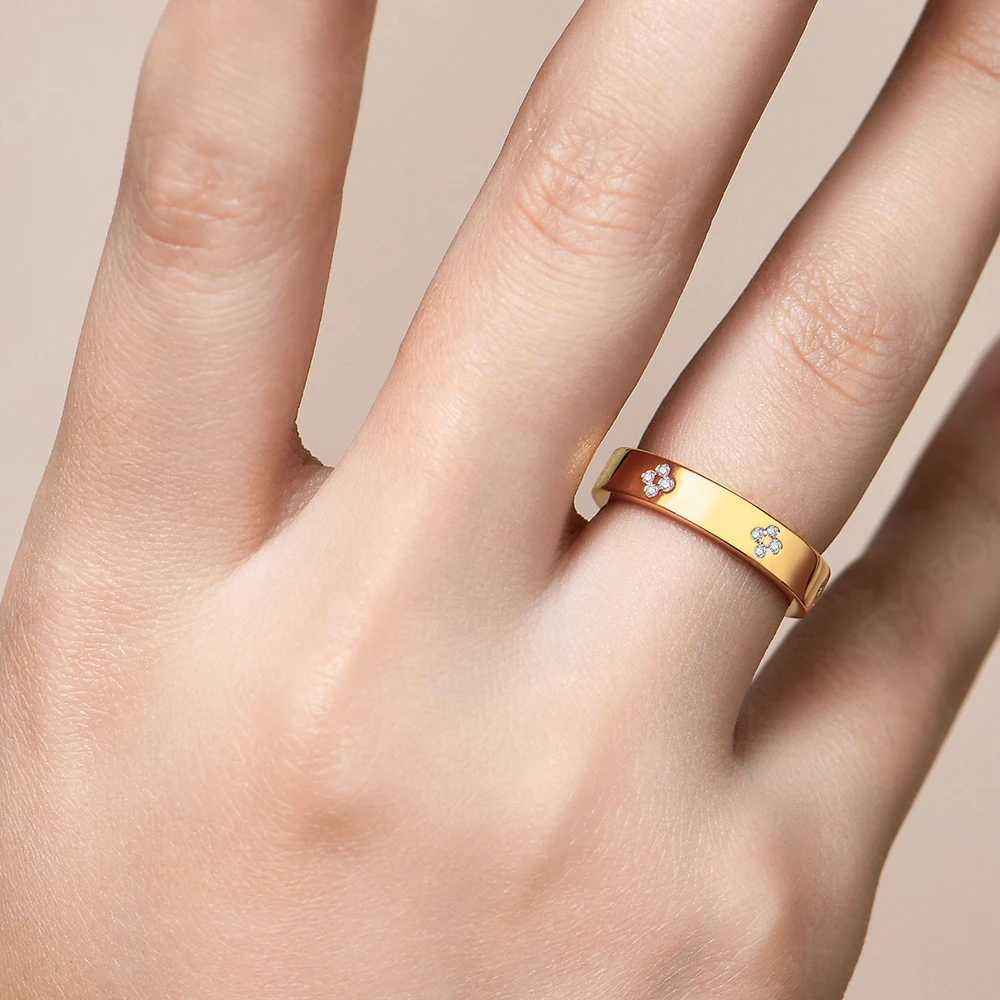 MINTYBOX Clover Moissanite 18k Gold Plated Diamond Wedding Band Ring For Women S925 Silver Engagement Party Fine Jewelry Gift W250606