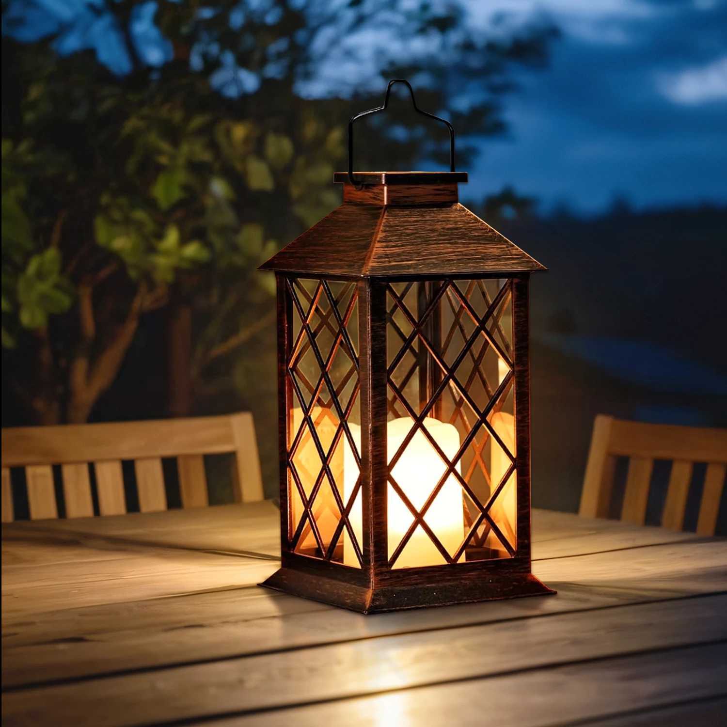 1 Pc Solar Hanging Lamp Flickering Flameless Candle Waterproof LED Light For Garden Table Patio Lawn Outdoor Party Decorative XJ250606