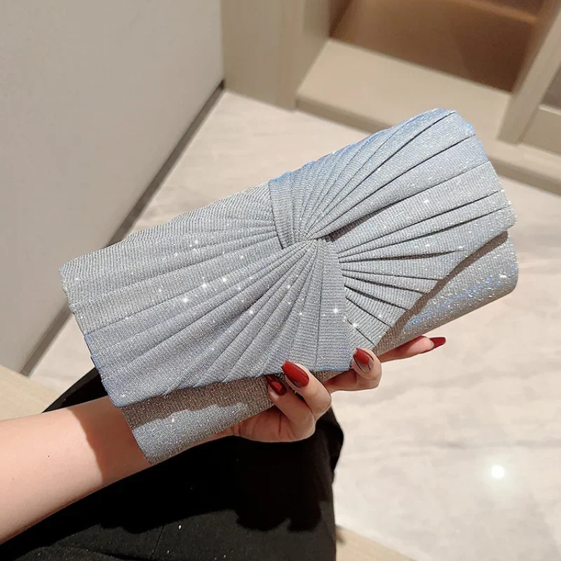 Glitter Silvery Women Sequins Clutch Evening Bags Party Dinner Chain Shoulder Bags Female Wedding Banquet Purse Handbags 250606