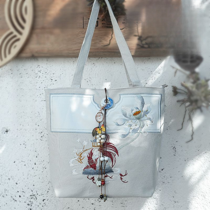 Top Brand High Quality New Style Original Boutique Literary Style Ancient Style Hanfu Canvas Backpack Handbag Shoulder Bag for Women New Free Delivery