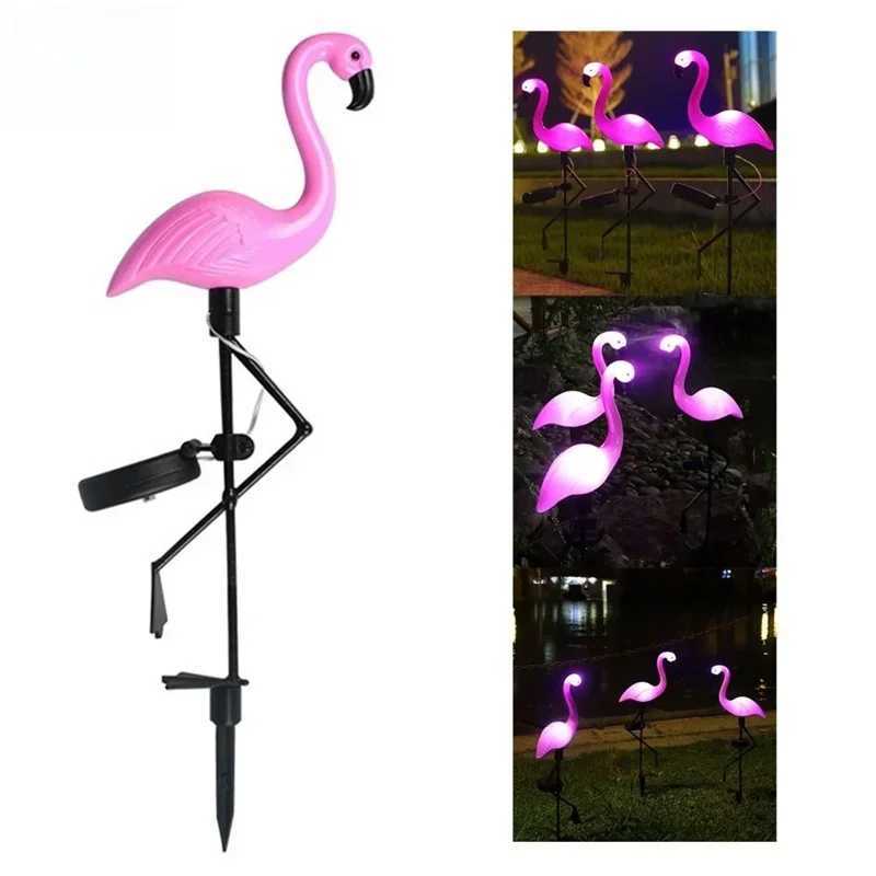 1/3PCS Flamingo Solar Light IP65 Waterproof LED Stake Light Landscape Ground Lamp for Outdoor Pathway Xmas Garden DecorXJ250606