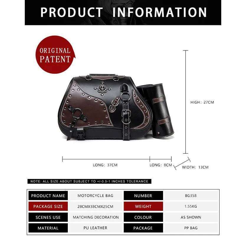 Saddle Bags with Cup Holder Retro Side Black Skull Hanging Bag for Harley Motorcycle