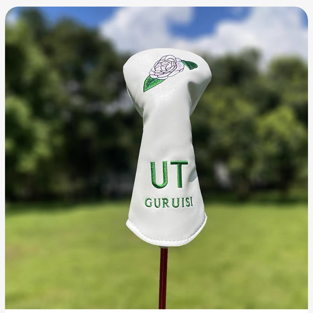 Golf Club Headcovers Wood Head covers Flower Design Driver Fairway Hybrid Woods Headcover Red PU Premium Leather Head