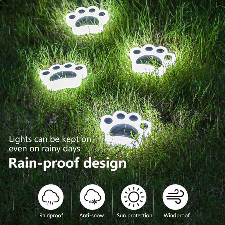 4pcs Solar LED Cats Paw Buried Light Cute Cold Warm Waterproof Outdoor Lawn Lights Decorative Lights Garden Patio DecorationXJ250606