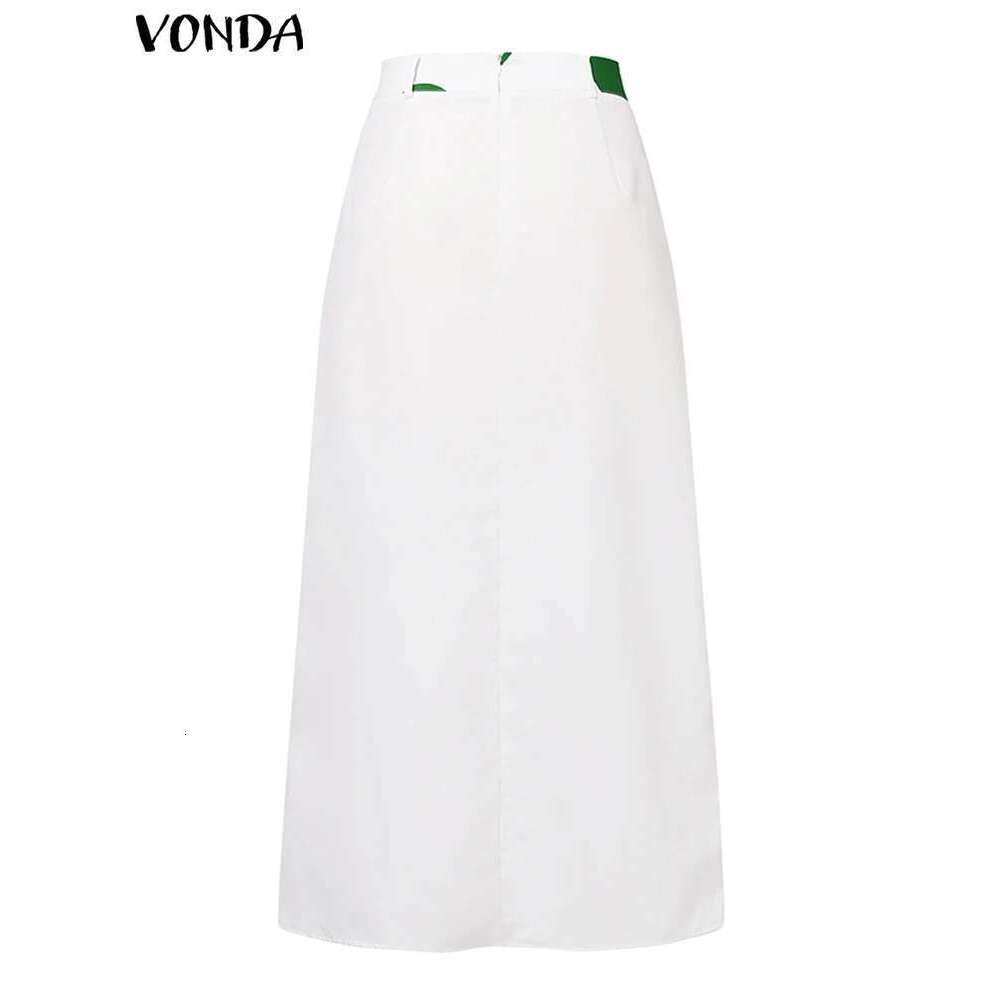 Plus Size 5XL VONDA Women Maxi Bohemian Printed Dot Point Long Skirt Summer High Waist Casual Loose A-Line Beach Skirts