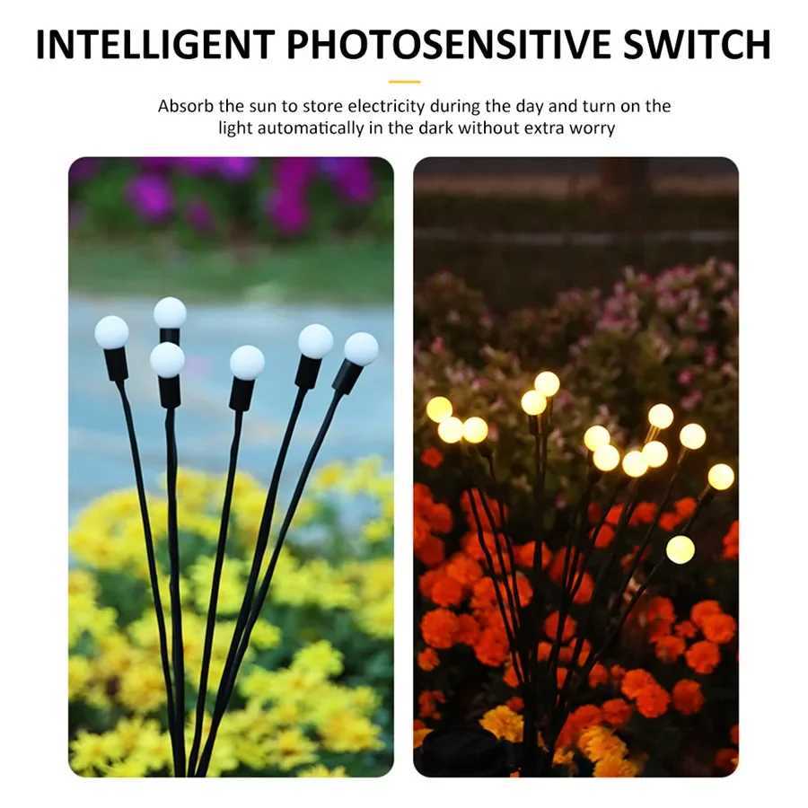 Outdoor 2Pcs Solar LED Firefly Lights Waterproof Christmas Garden Landscape Lights for Party Wedding Park Yard Lawn Decoration W250607