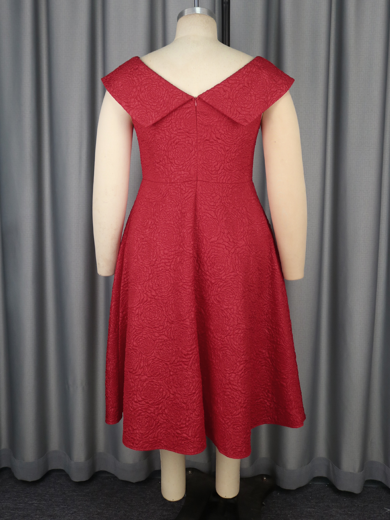 Women's Plus Size Red Mother of the Bride Dress Casual A Line Night Out Flower Feather Sleeveless Boat Neck 0XL 1XL 2XL 3XL 4XL AM050233