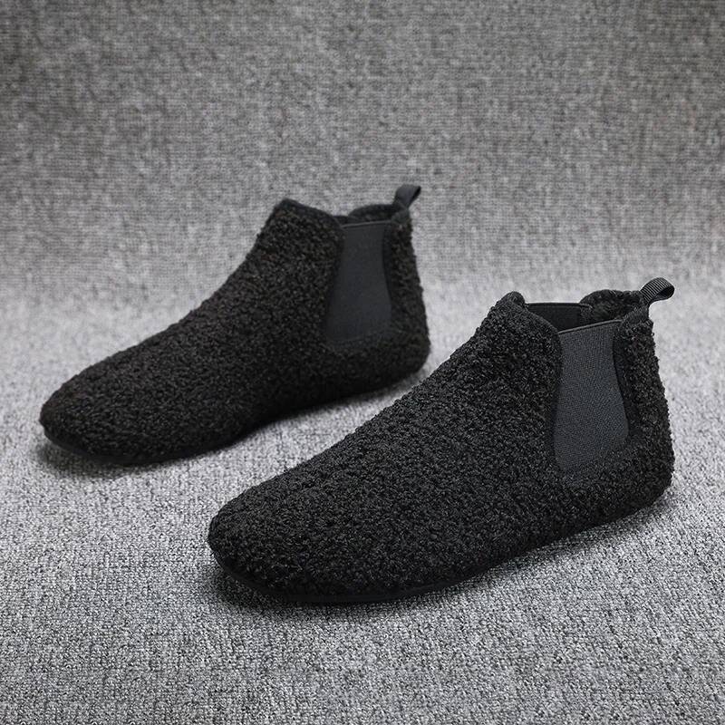Ddmyoutdoor Winter Cotton Warm Plush Lined Indoor Male House Slippers Outdoor Men Walking Ankle Boots Man Casual Flats Shoes Beach outdoor shoes