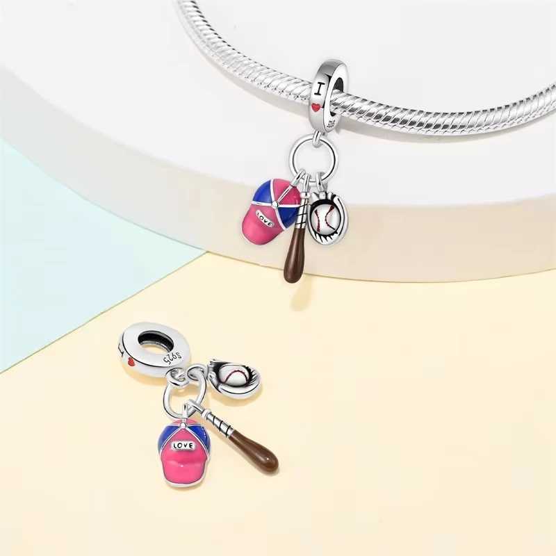 925 Silver Sports Series Dumbbell Badminton Soccer Charm Beads Fit Pandach Original DIY Bracelets Birtay Gifts Fine JewelryXJ250607