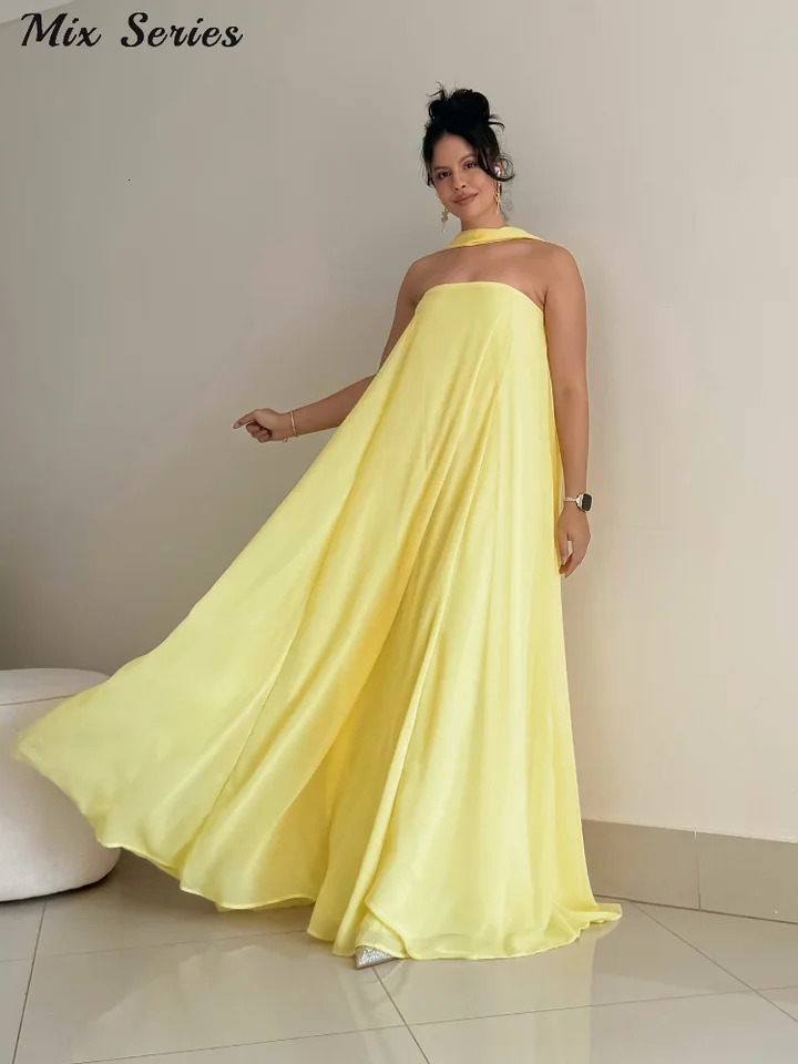 Elegant Halter Long Dress Womens Loose Sleeveless Off Shoulder Floor-length Dresses 2025 Spring Summer Lady Solid Stylish Robes 250605