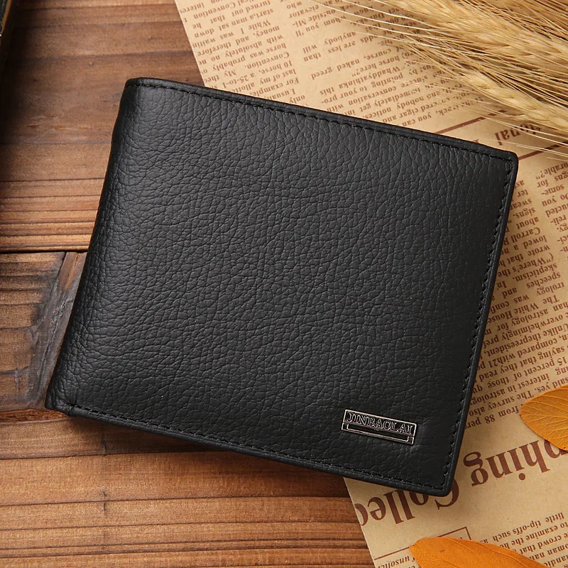 100% Genuine Leather Men Wallets Premium Product Real Cowhide Wallets for Man Short Black Walet Portefeuille Homme 250605