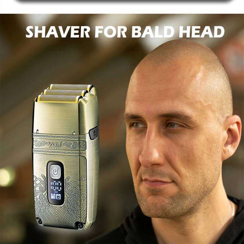 VGR V335 Electric Shaver Personal Care USB Mini Face Razor Chargable Portable Full All Metal Leather Case Reciprocating Vgr 335