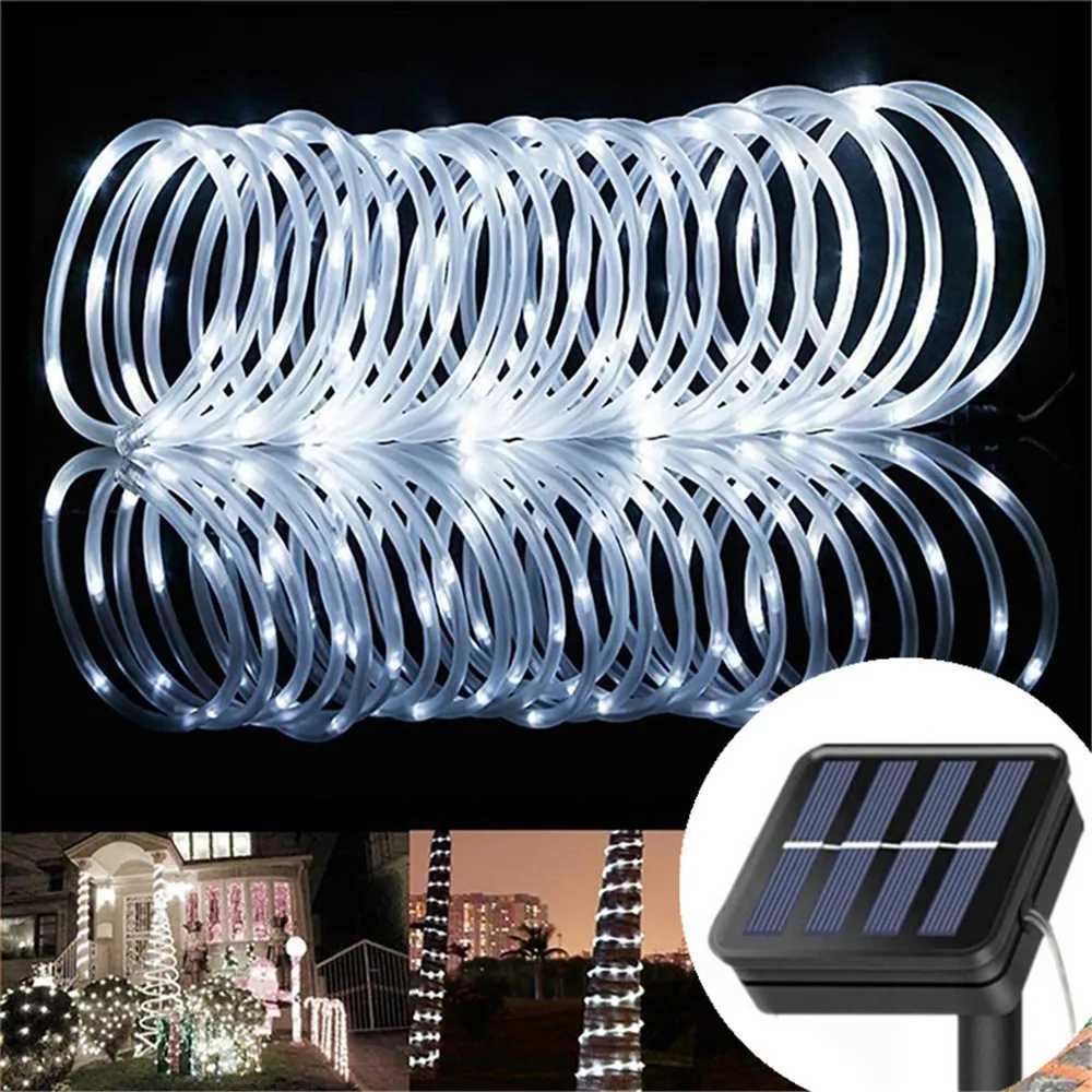 Outdoor Solar Tube Rope LED Light Garden Christmas Decoration Fairy String Light 32m/22M/12M/7M Outdoor Wedding Party LED Lamp XJ250606