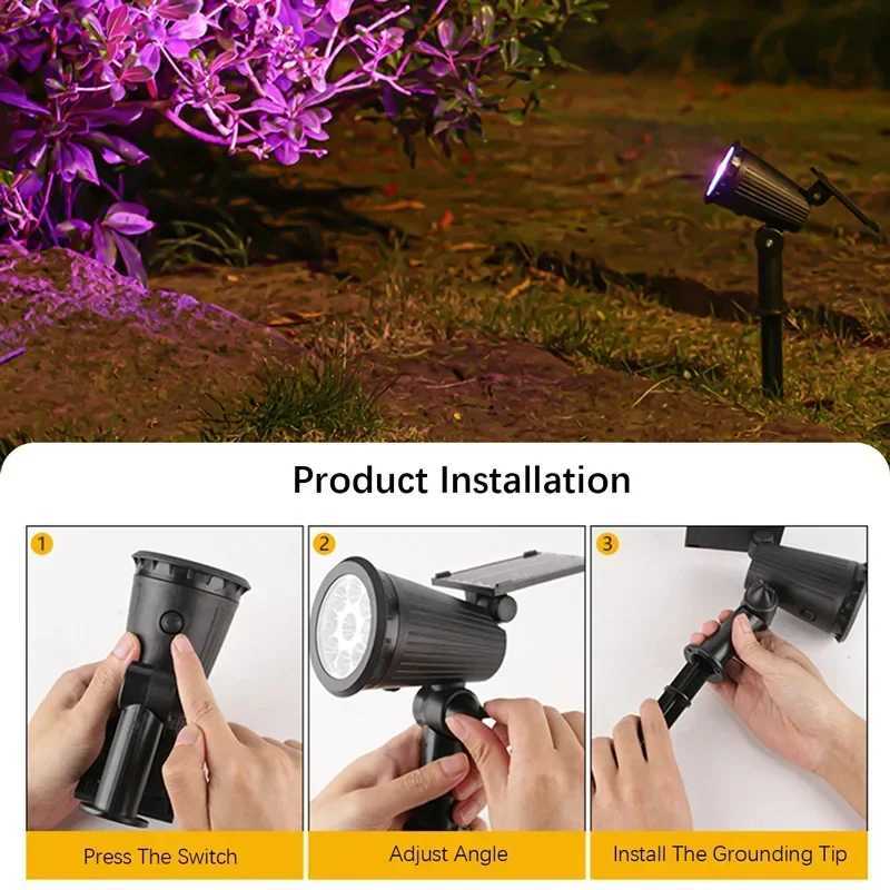 9 LED Solar Spot Light Outdoor Waterproof Spotlights Solar Garden Lights Landscape Lighting Decoration Pathway Lawn Lamp W250607