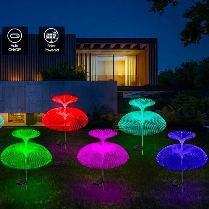 Solar Double Jellyfish Pathway Lights LED Garden Decor Stake Light Waterproof Outdoor Yard Lawn Patio Solar Lawn Lamp XJ250606