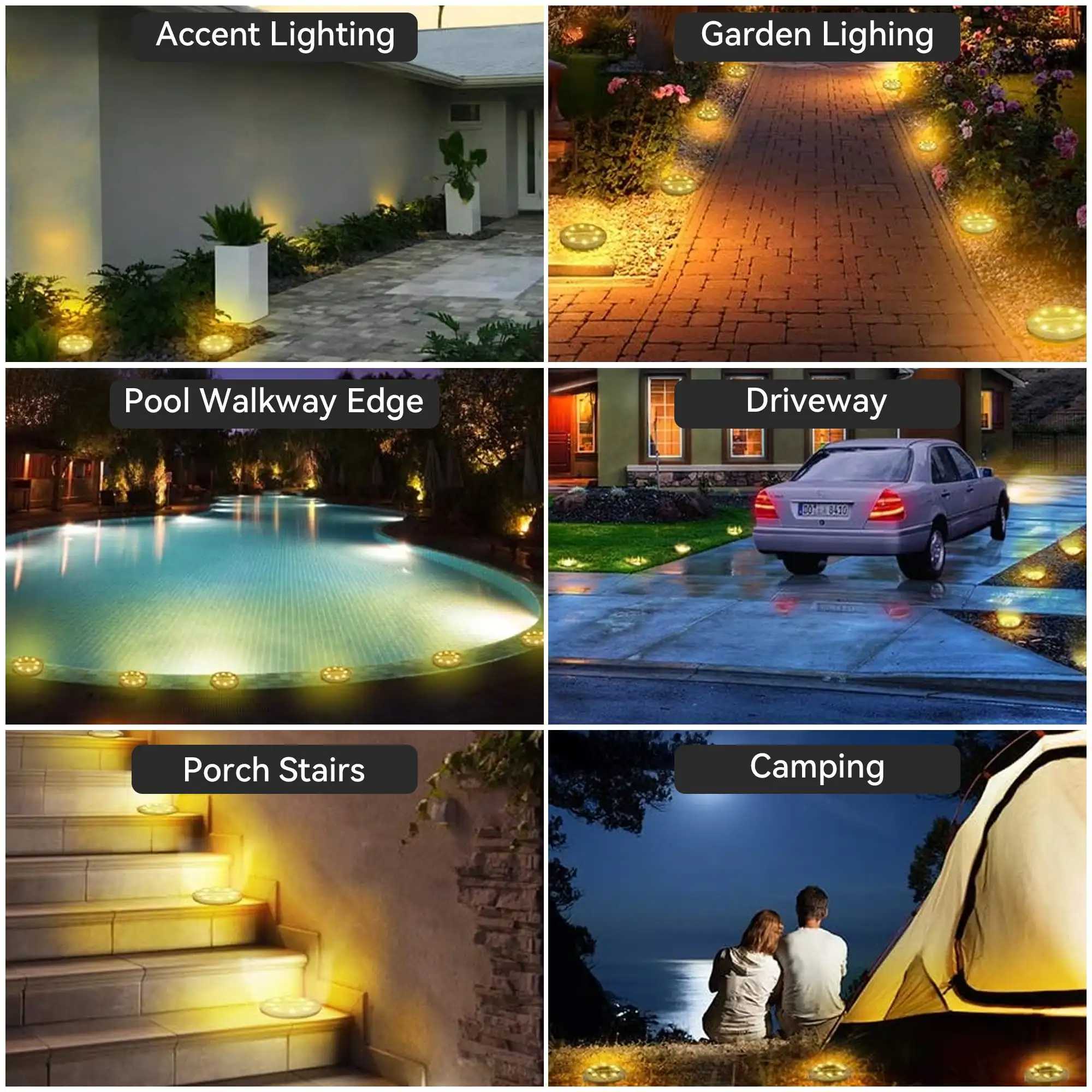 12 Pack Outdoor Waterproof Solar Lights LED Underground Lights for Yard Patio Garden Lawn Balcony Outdoor Pathway XJ250606