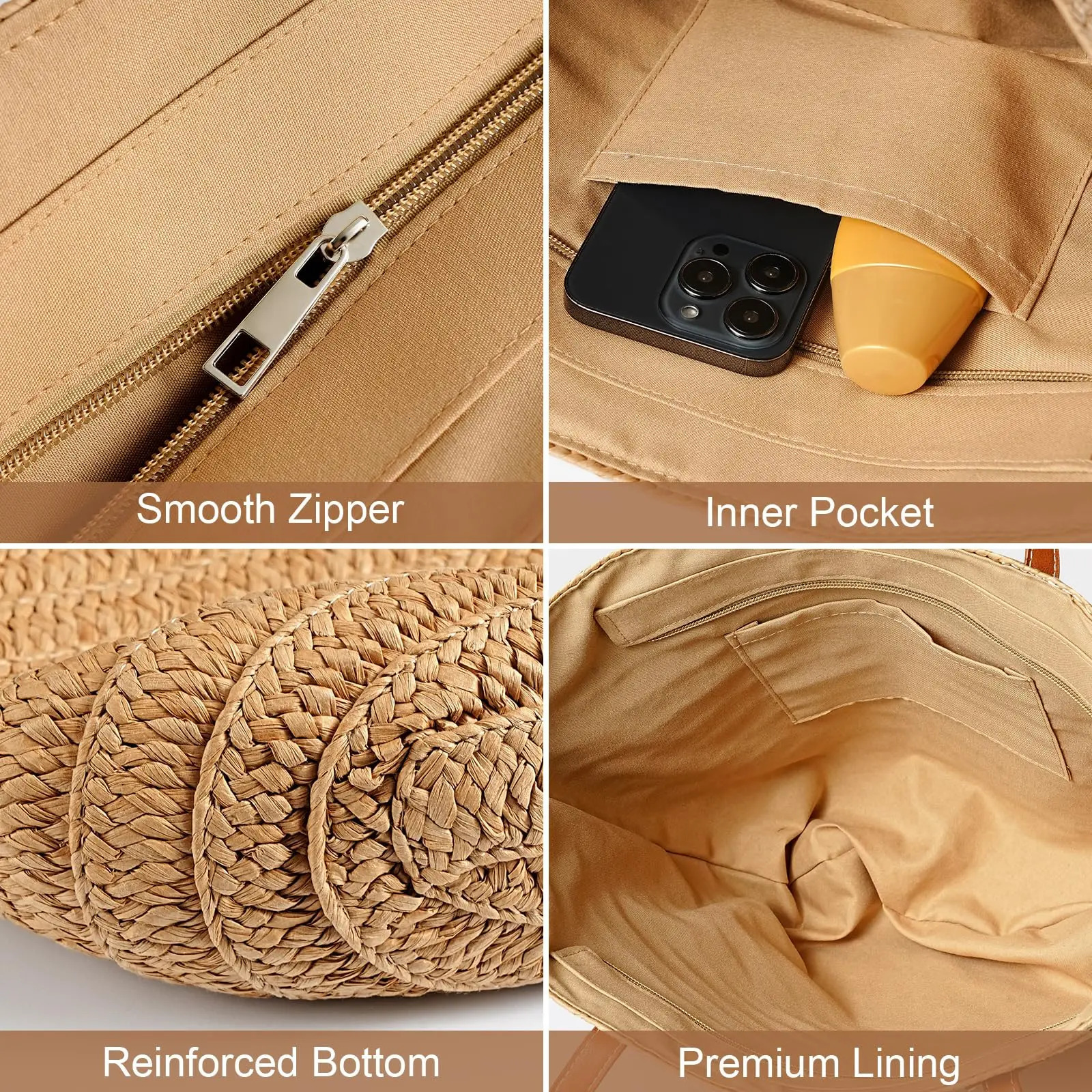 Beach Bags for Women Large Bag Woven Straw Tote Waterproof Weaving Swim Shopping Travel Bag 250605