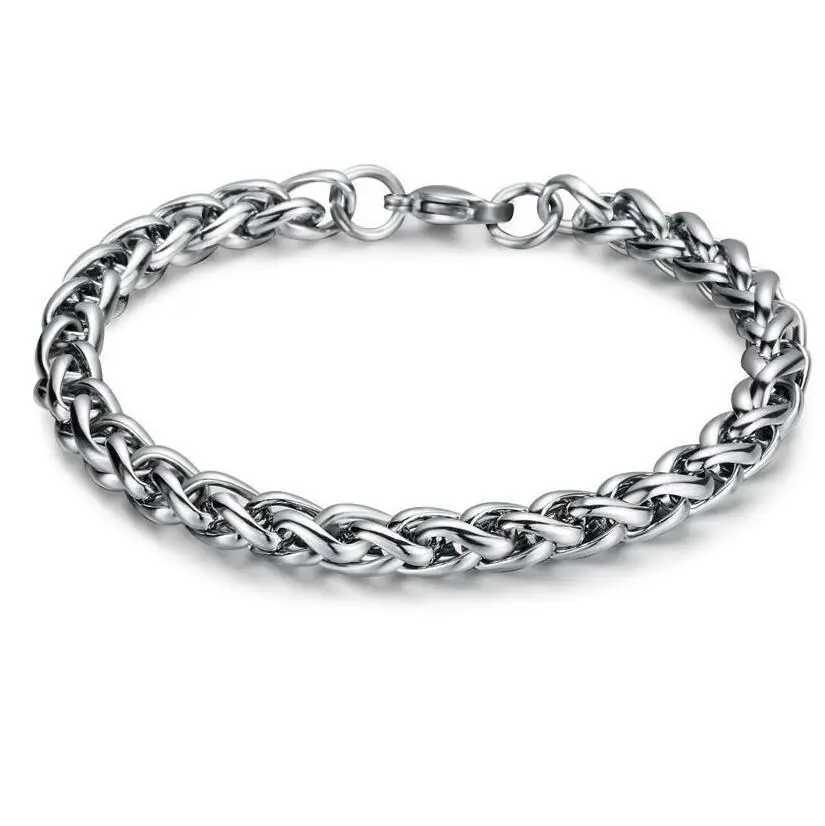 HNSP Stainless Steel Twist Hand Chain Bracelet For Men Women Jewelry Accessories Wholesale 3MM-8MM Thick W250606
