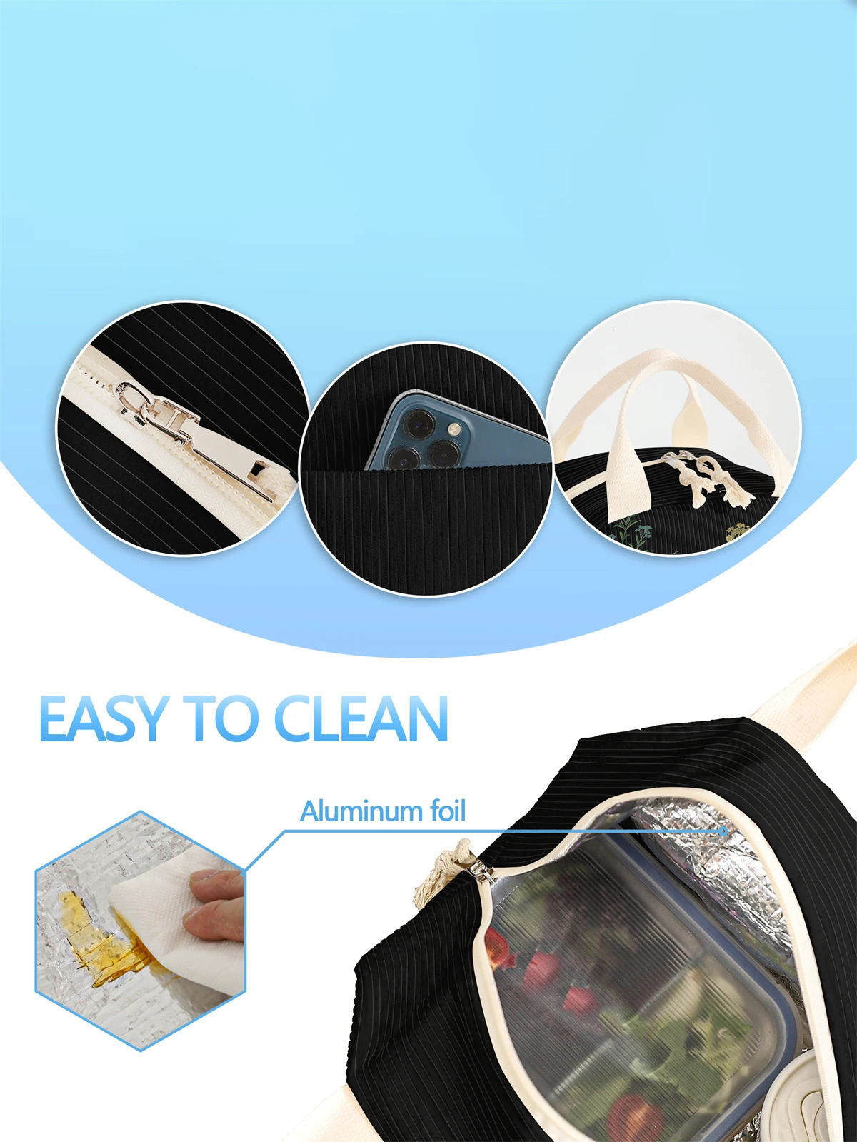 1pc- insulated lunch box bag thickened student portable lunch bag 250606