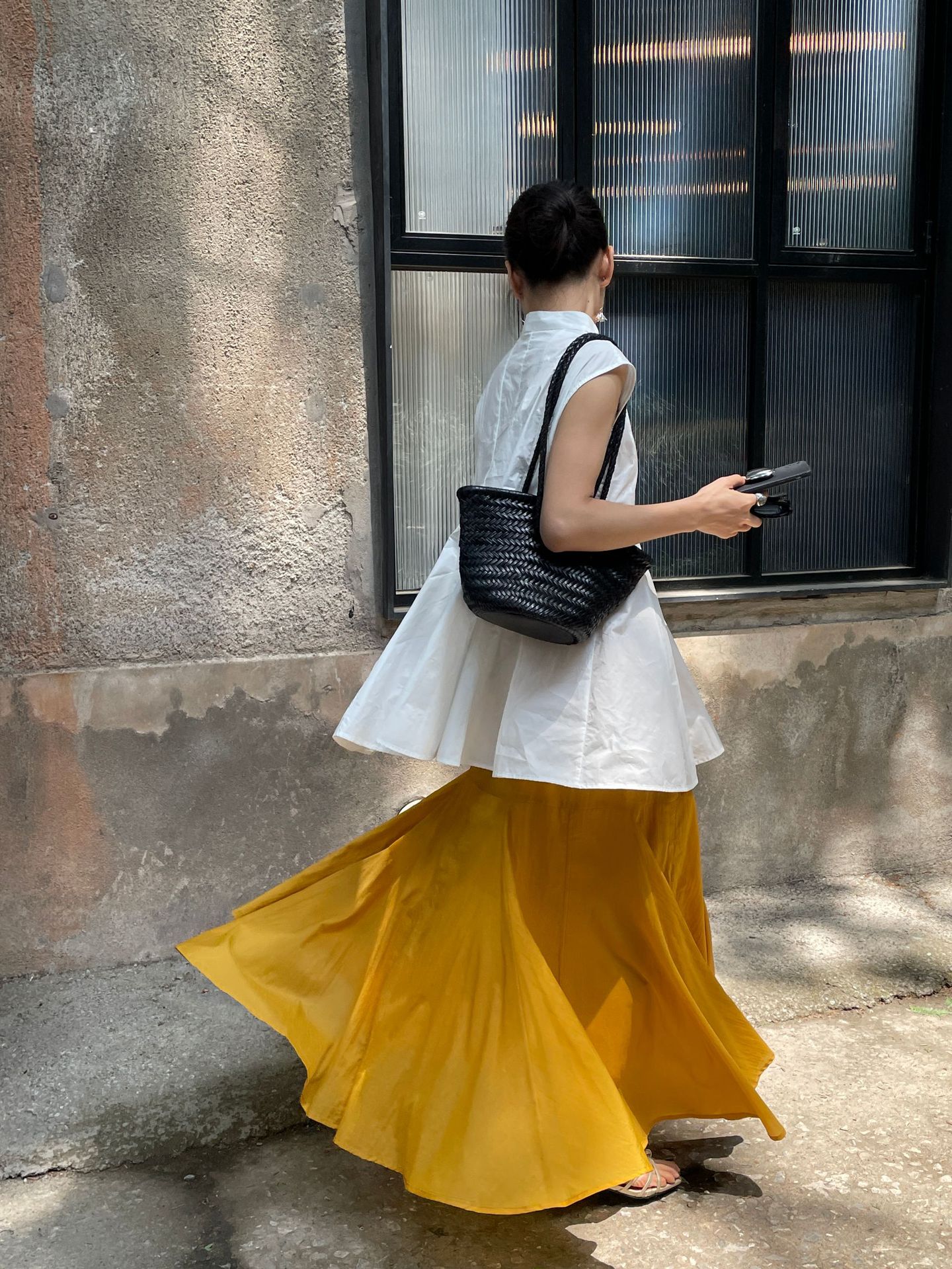 GC190 High-grade sense large swing elastic high waist skirt loose and tall student leisure vacation versatile long skirt